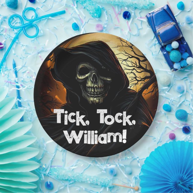 Plato De Papel Creepy Grim Reaper Cumpleaños (Fiesta)