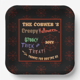 Plato De Papel Creepy y colorida web de araña de Halloween person