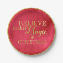 Plato De Papel CREER en la magia del Relieve metalizado dorado Na