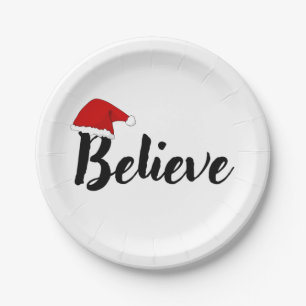 Plato De Papel Creer - Navidades Inspiradores Cita el diseño T-S