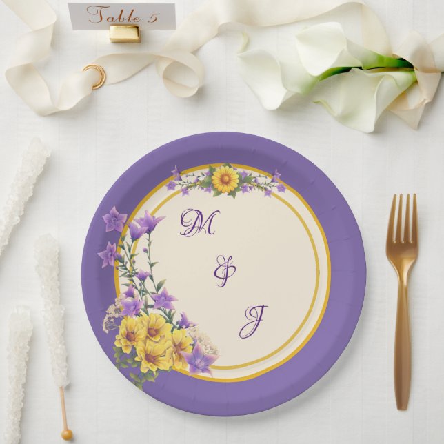 Plato De Papel Crema de bodas de jardín de primavera (Boda)