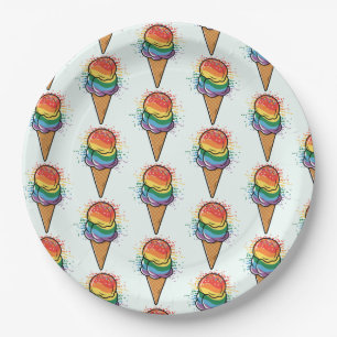 Plato De Papel Crema de hielo del orgullo LGBTQ+