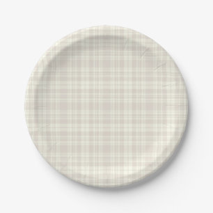 Plato De Papel Crema de la tela escocesa de tartán y no. 66 del