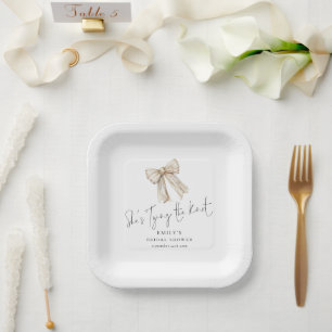 Plato De Papel Crema Moderna Que Se Amarra A La Ducha Bridal Knot