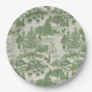 Plato De Papel Crema verde Navidades Winter Wonderland