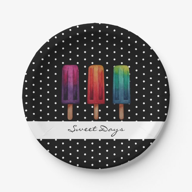 Plato De Papel Cremas de hielo acuáticas cúrcules popsicas (Anverso)