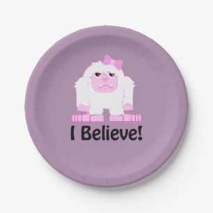 Plato De Papel Creo que el Personalizado Chica Yeti
