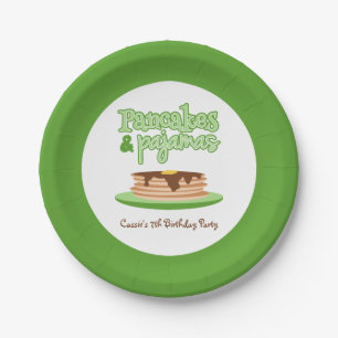 Plato De Papel Crepes verdes y fiesta de cumpleaños de pijamas