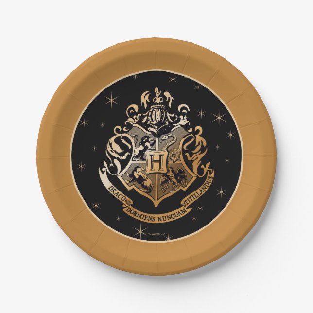 Plato De Papel Crest de HOGWARTS™ dorado brillante (Anverso)