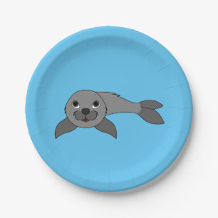 Plato De Papel Cría de foca gris