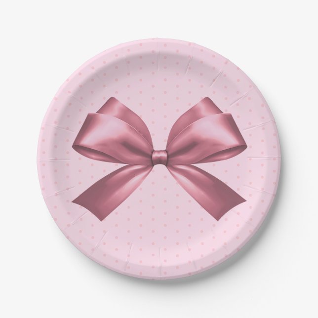 Plato De Papel Cría estética de satén rosado (Anverso)