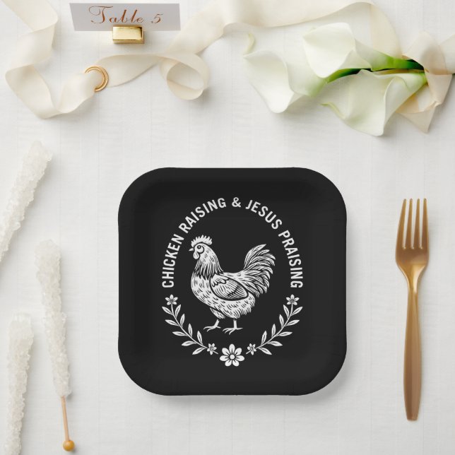 Plato De Papel Crianza de pollo y alabanzas a Jesús (Boda)