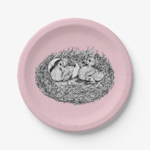 Plato De Papel Crías de nido de paloma