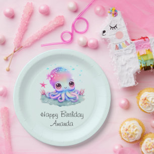 Plato De Papel Criatura marina de Octopus Cute