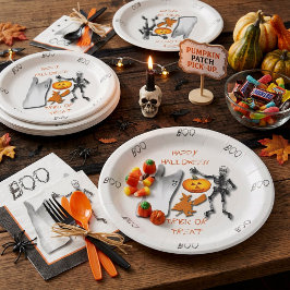 Plato De Papel Criaturas de Halloween Aterradoras