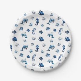Plato De Papel ¡Criaturas del Océano Azul de la Boda!