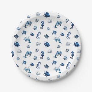 Plato De Papel ¡Criaturas del Océano Azul de la Boda!