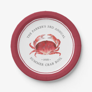 Plato De Papel Crimson Crab Acto de hervir cangrejo