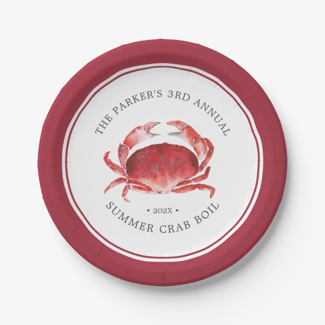 Plato De Papel Crimson Crab | Acto de hervir cangrejo (Anverso)