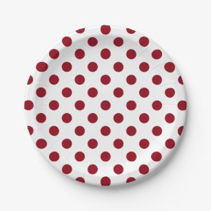Plato De Papel Crimson Red Polka Doce Círculos