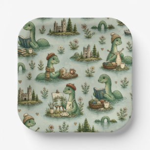 Plato De Papel Criptídeos Acogedores Nessie Monstruo del Lago Nes