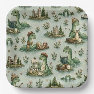Plato De Papel Criptídeos Acogedores Nessie Monstruo del Lago Nes