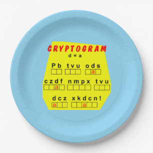 Plato De Papel Criptograma amarillo