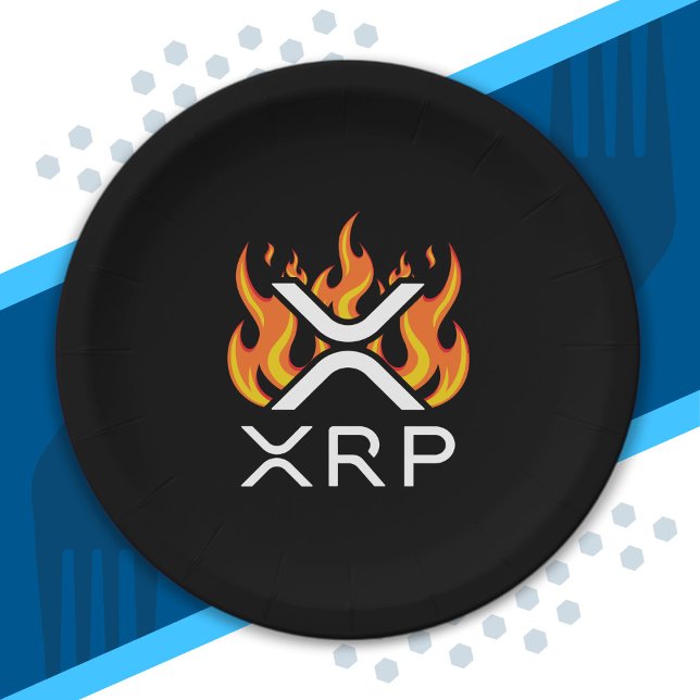 Plato De Papel Criptomoneda XRP Cripto Naranjas Llamas Fuego Derr (Subido por el creador)