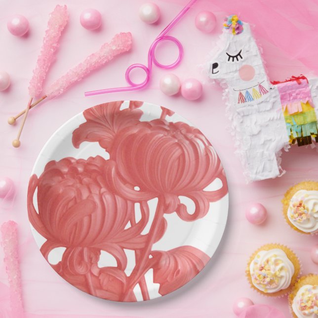 Plato De Papel Crisantemo rosa (Fiesta)