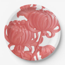 Plato De Papel Crisantemo rosa
