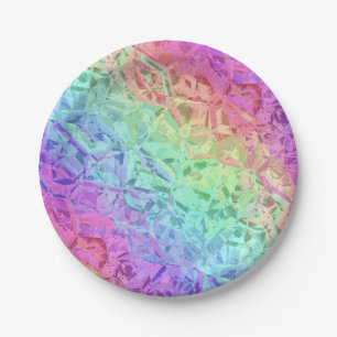 Plato De Papel cristal de arcoíris congelado :