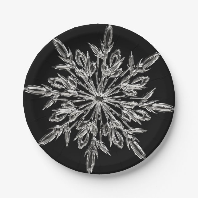Plato De Papel Cristal de hielo negro (Anverso)