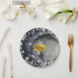 Plato De Papel Cristales Marinos de Hoja de Oro Negro Signature