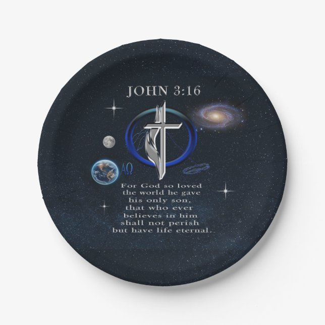 Plato De Papel cristiano Juan 3:16  (Anverso)