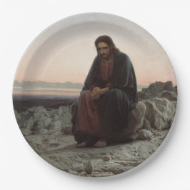 Plato De Papel Cristo en el salvaje (por Ivan Kramskoi)