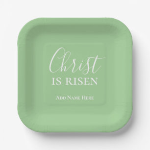 Plato De Papel Cristo es la Pascua Cristiana Verde Personalizado 