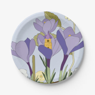 Plato De Papel Crocus Fairy house Paper Placa