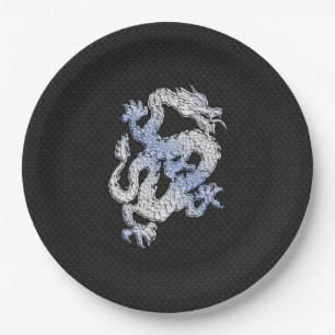 Plato De Papel Cromado como Dragon en la impresión de piel de ser