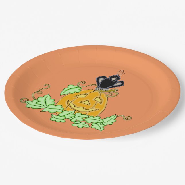 Plato De Papel Crow y Calabaza (Angular)