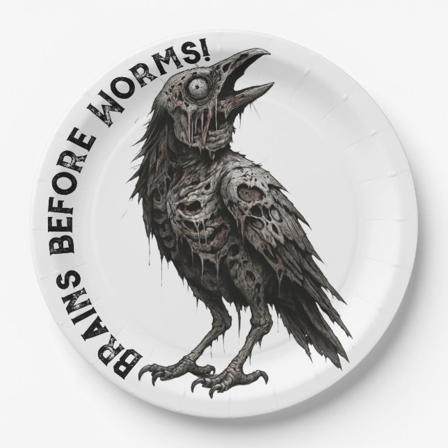 Plato De Papel Crow zombificado (Anverso)