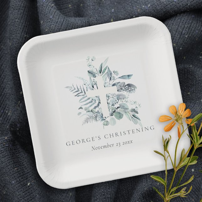 Plato De Papel Cruce del follaje de eucalipto fern ruso (Subido por el creador)