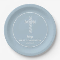 Cruce en acero azul Comunión bautizo cristianismo 