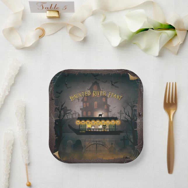 Plato De Papel Cruceros Ghostly Graveyard (Boda)