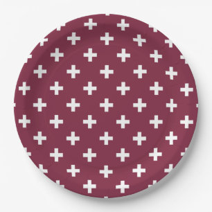 Plato De Papel Cruces de polka blanca sobre morera