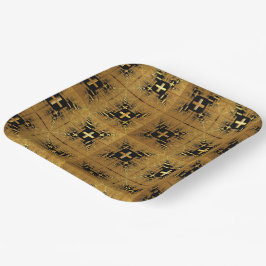 Plato De Papel Cruces fractales doradas