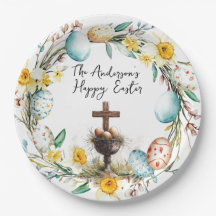 Cruz con huevos decorativos I floral Pascua