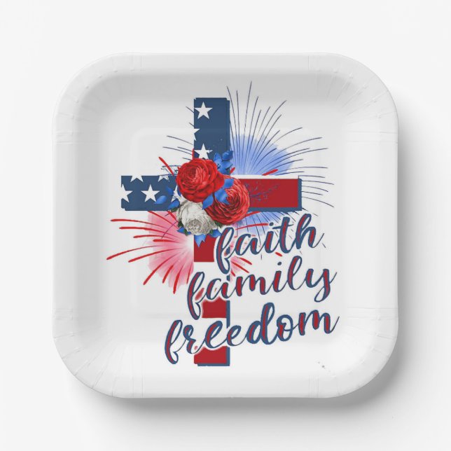 Plato De Papel Cruz de la bandera de Estados Unidos (Anverso)