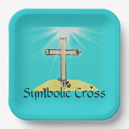 Plato De Papel Cruz simbólica