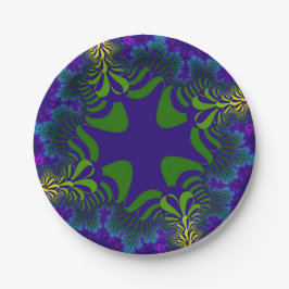 Plato De Papel Cruz Verde y Azul