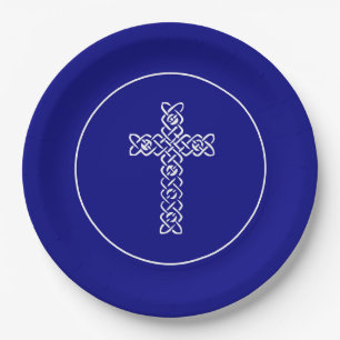 Plato De Papel Cruzar   Navy Blue Communia Baptism Christen